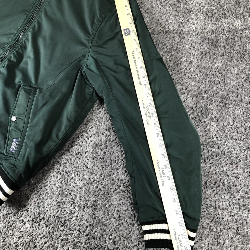 Abercrombie & Fitch Jacket Mens Large Green Varsity Bomber Full Zip Lined